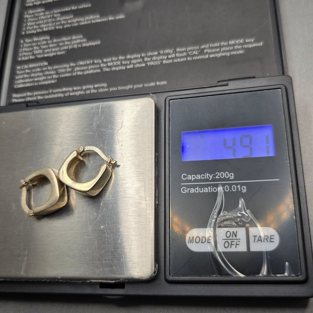 Sterling Silver 925 Square Hoop Earrings .75" Lever-Back 4.9g Modern Minimalist - Picture 6 of 7